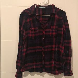 NWOT XXL Maurice’s flannel in pink & purple plaid